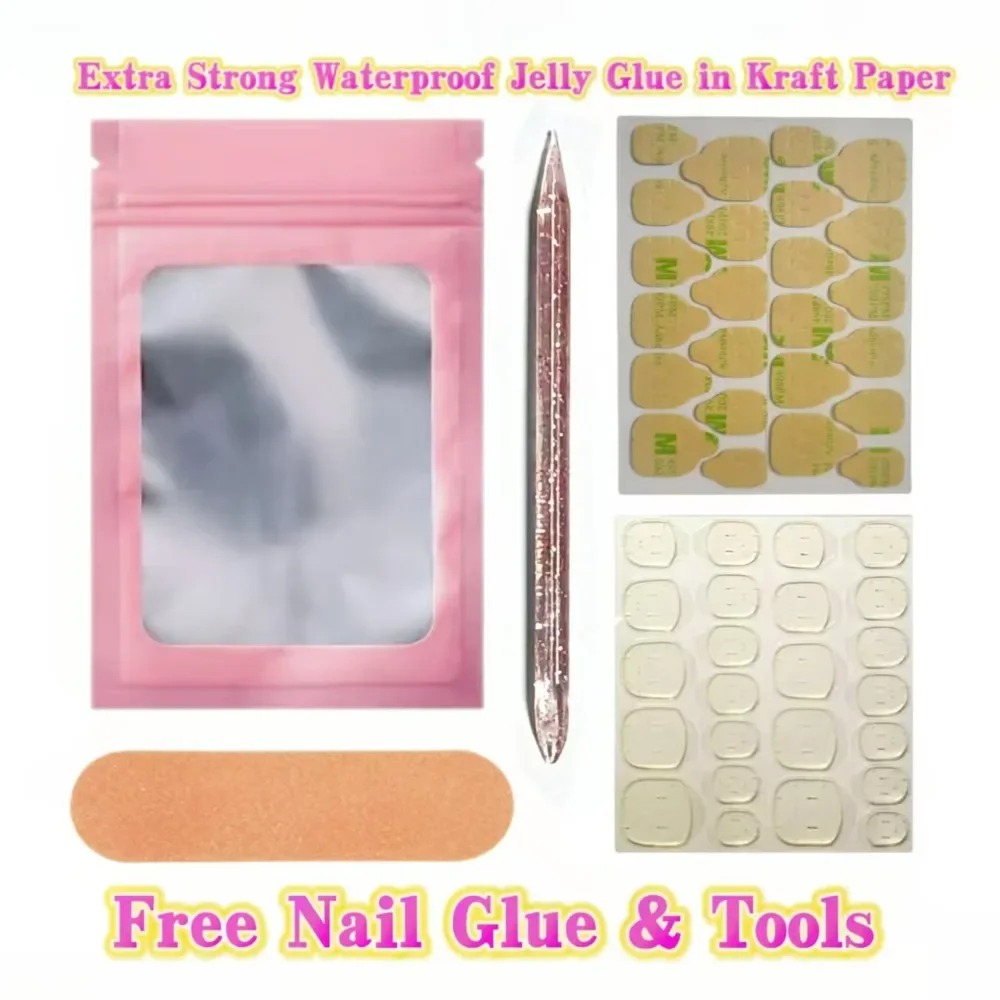 10 buah kuku palsu dengan desa - Full Cover Adhesive ulasan dan harga